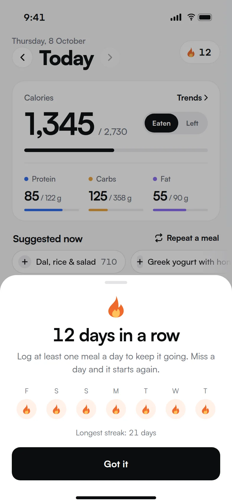 Streak: 12 days in a row